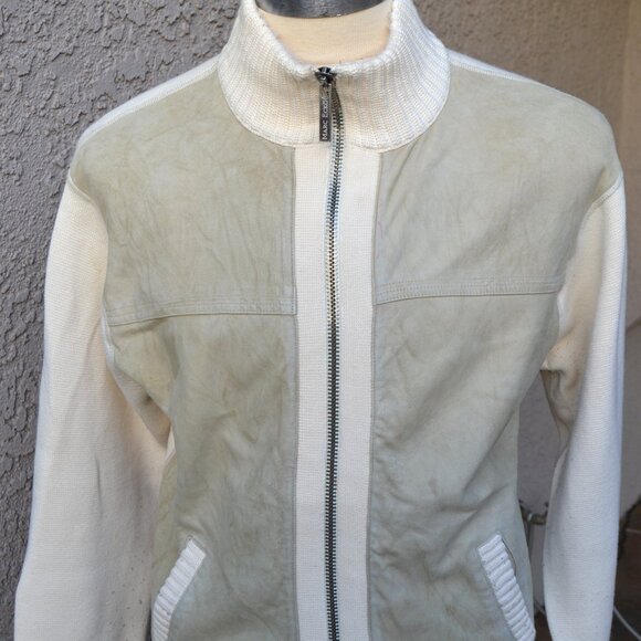 MARC ECKO MENS SUEDE BLEND FULL ZIP SWEATER- Beige color- $48.00 - Picture 1 of 13